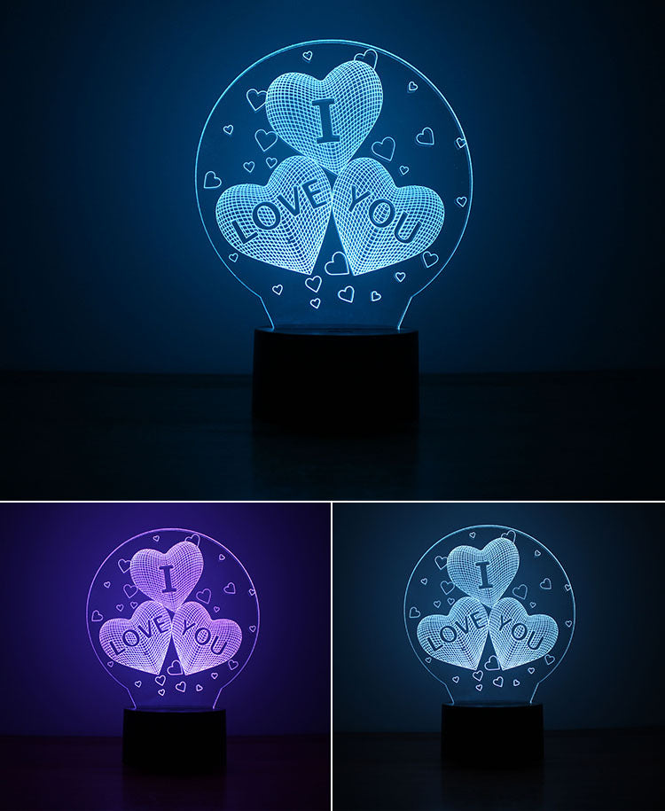 3D Balloons Heart I Love You LED Night Light