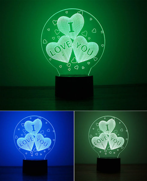 3D Balloons Heart I Love You LED Night Light