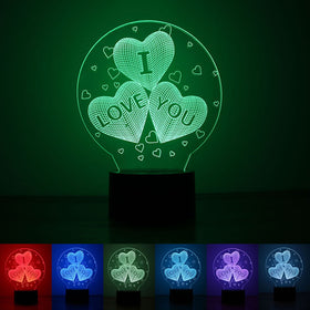 3D Balloons Heart I Love You LED Night Light