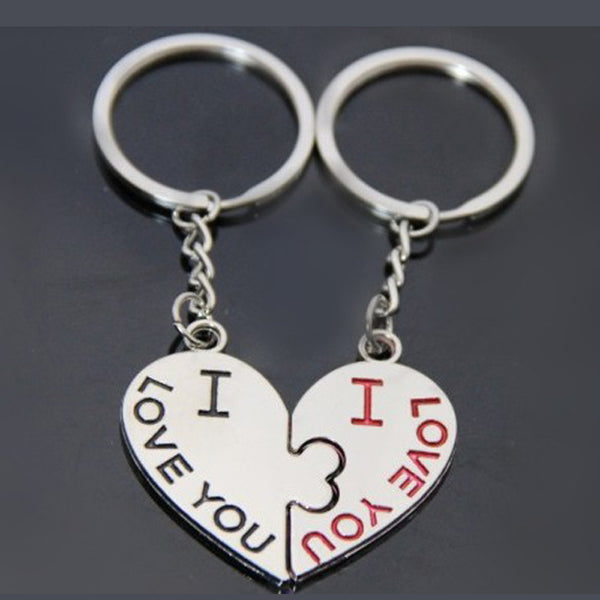 "I Love you" Broken Heart Couple Keychain