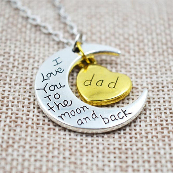 Lovely Double Pendant Heart and Moon Necklace