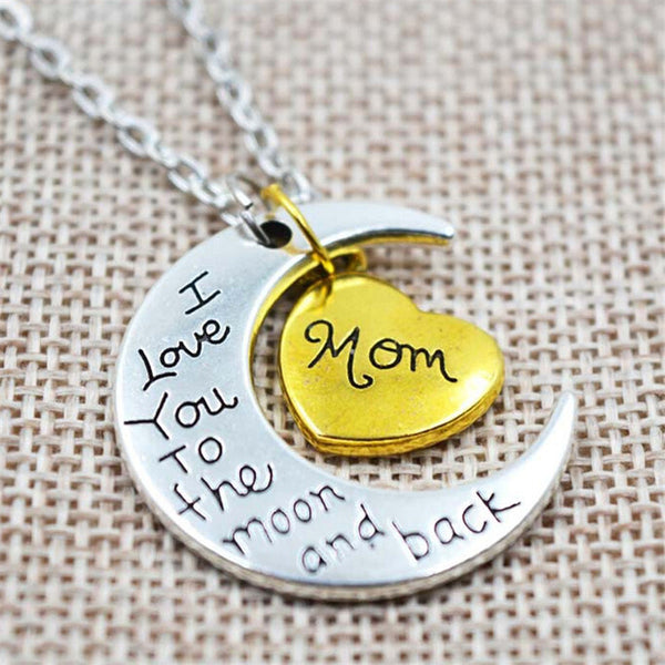 Lovely Double Pendant Heart and Moon Necklace