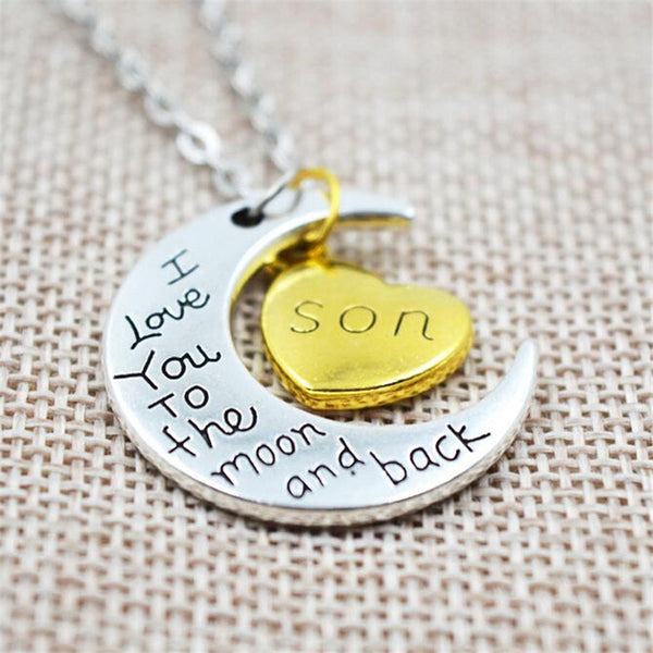 Lovely Double Pendant Heart and Moon Necklace