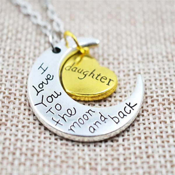 Lovely Double Pendant Heart and Moon Necklace