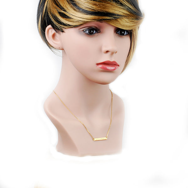 Lovely Engraved Horizontal Pendant Necklace