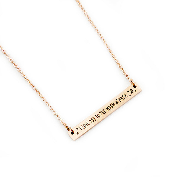 Lovely Engraved Horizontal Pendant Necklace