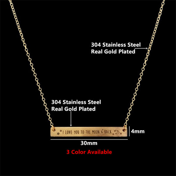 Lovely Engraved Horizontal Pendant Necklace