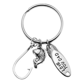Fish Hook I Love You Dad Charms Keychain