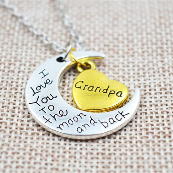 Lovely Double Pendant Heart and Moon Necklace